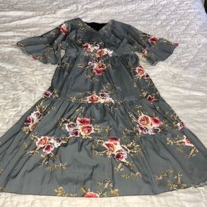 Grey floral summer dress